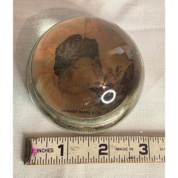 Vintage Glass Dome Paperweight Chimney Rock, SC 3" Diameter - Picture 3 of 4